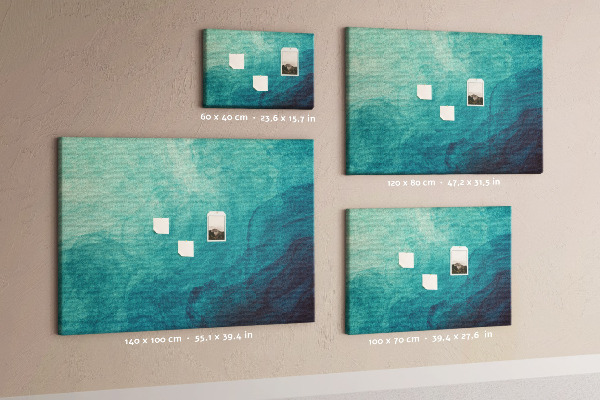 Tableau de liège Vagues bleues dans une composition paisible