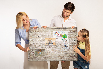 Tableau affichage liège planches rustiques dans des tons clairs