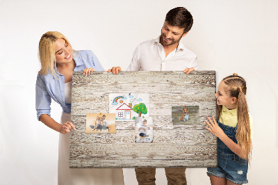 Tableau affichage liège planches rustiques dans des tons clairs