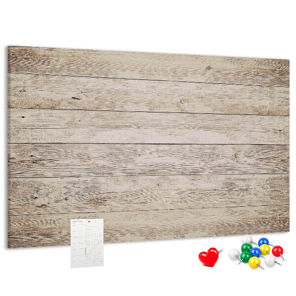 Tableau affichage liège planches rustiques dans des tons clairs