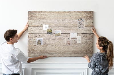 Tableau affichage liège planches rustiques dans des tons clairs