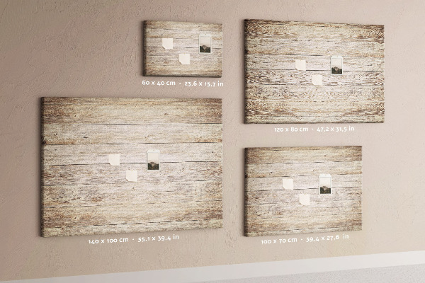 Tableau affichage liège planches rustiques dans des tons clairs