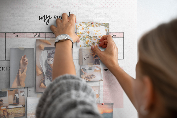 Tableau de liège Agenda hebdomadaire avec espace pour les notes