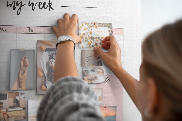 Tableau de liège Agenda hebdomadaire avec espace pour les notes