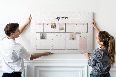 Tableau de liège Agenda hebdomadaire avec espace pour les notes