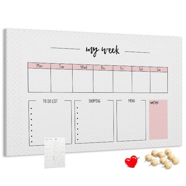 Tableau de liège Agenda hebdomadaire avec espace pour les notes