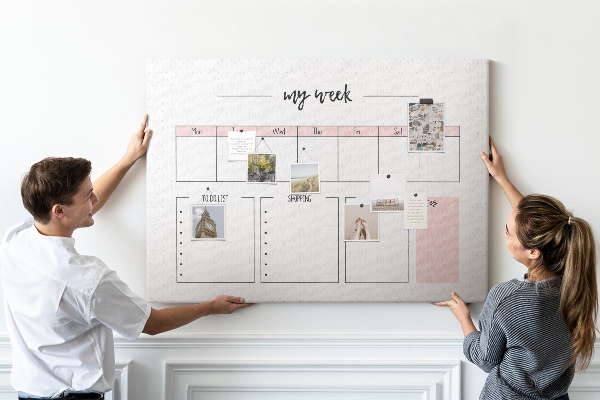 Tableau de liège Agenda hebdomadaire avec espace pour les notes
