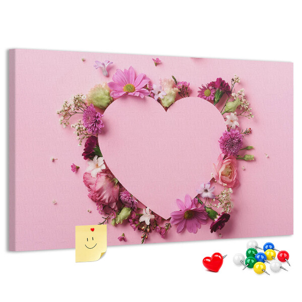 Tableau en liège Motif floral en forme de cœur