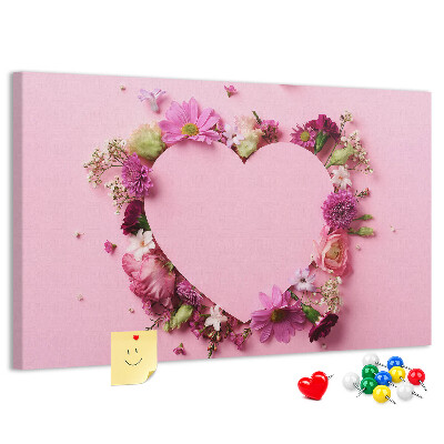 Tableau en liège Motif floral en forme de cœur