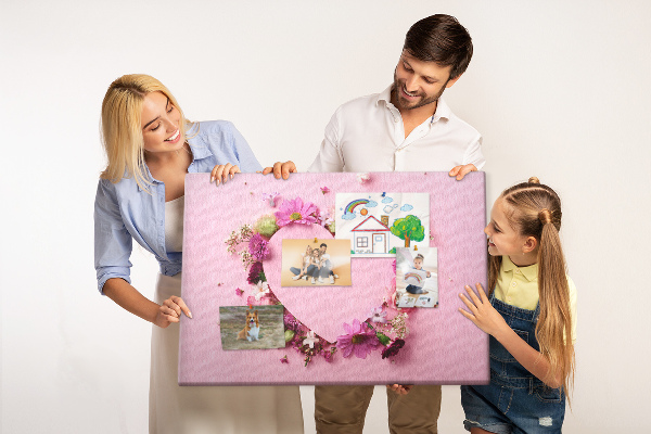 Tableau en liège Motif floral en forme de cœur