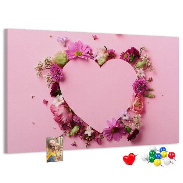 Tableau en liège Motif floral en forme de cœur