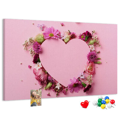 Tableau en liège Motif floral en forme de cœur