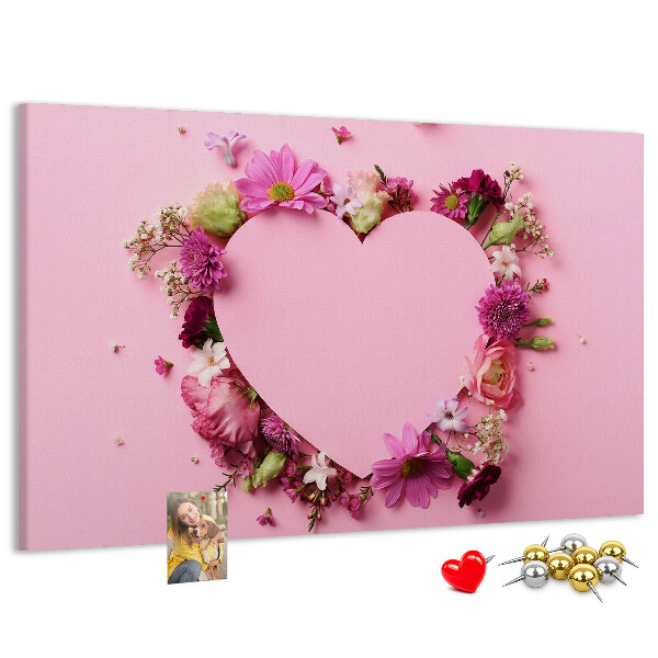 Tableau en liège Motif floral en forme de cœur