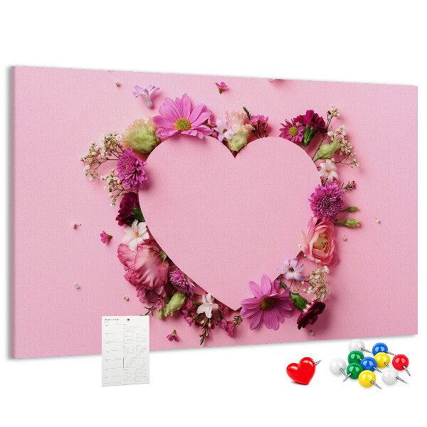 Tableau en liège Motif floral en forme de cœur