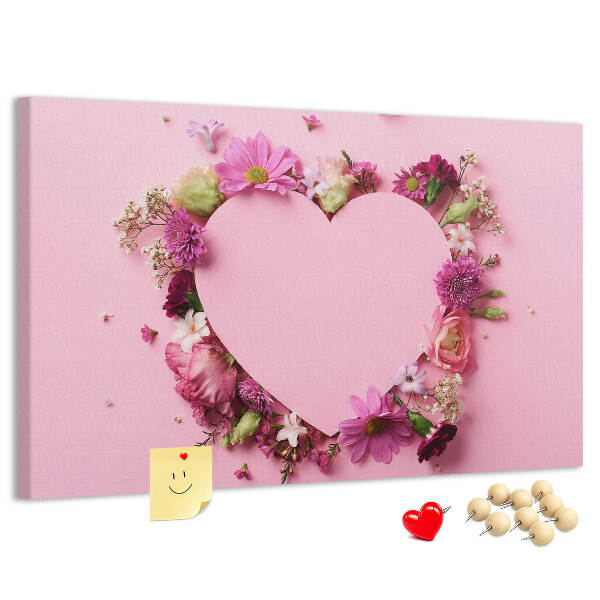 Tableau en liège Motif floral en forme de cœur