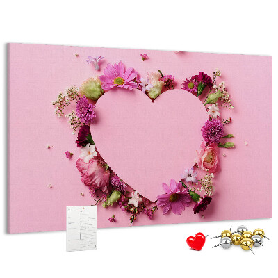 Tableau en liège Motif floral en forme de cœur