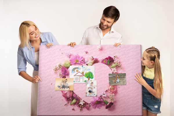 Tableau en liège Motif floral en forme de cœur