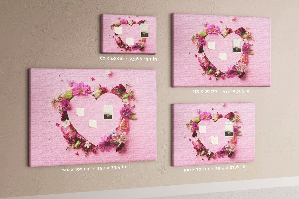 Tableau en liège Motif floral en forme de cœur