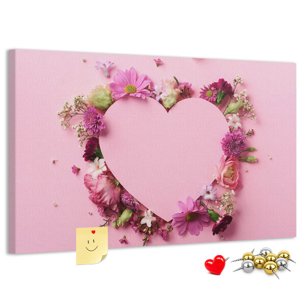 Tableau en liège Motif floral en forme de cœur