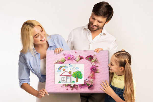Tableau en liège Motif floral en forme de cœur