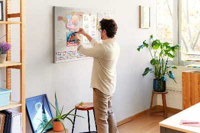 Tableau affichage liège Carte du monde avec drapeaux des pays en couleur