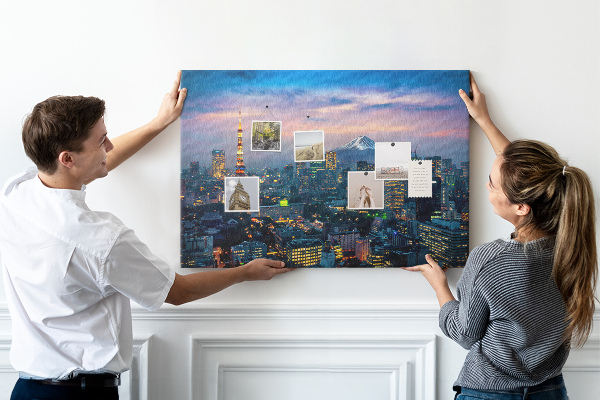 Tableau en liège Coucher de soleil sur Tokyo avec le mont Fuji en arrière-plan.