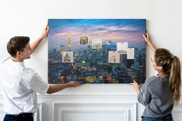 Tableau en liège Coucher de soleil sur Tokyo avec le mont Fuji en arrière-plan.