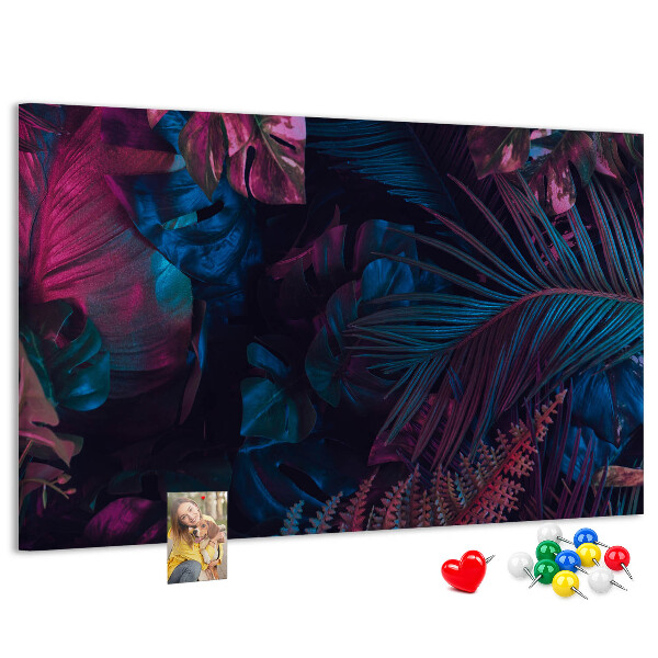 Tableau affichage liège Feuilles tropicales aux couleurs intenses