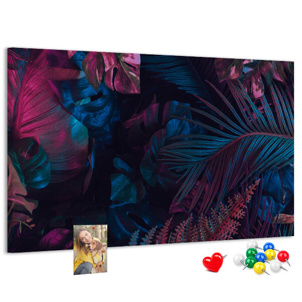 Tableau affichage liège Feuilles tropicales aux couleurs intenses