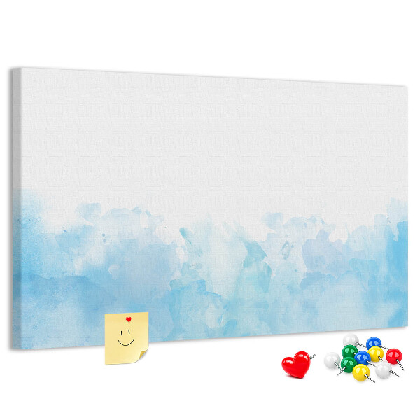 Tableau en liège Délicates vagues bleues à l'aquarelle en arrière-plan