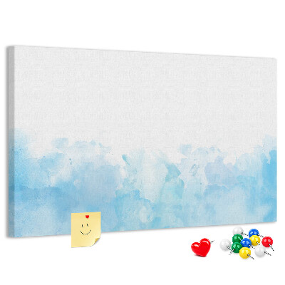 Tableau en liège Délicates vagues bleues à l'aquarelle en arrière-plan