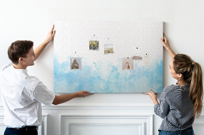 Tableau en liège Délicates vagues bleues à l'aquarelle en arrière-plan
