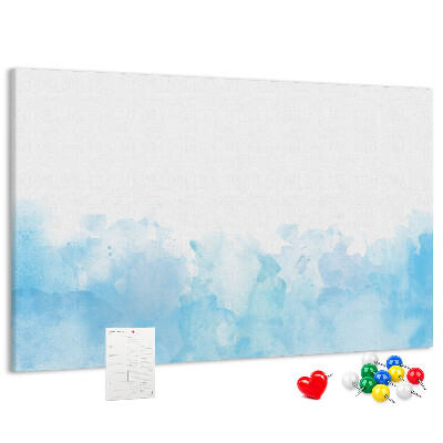 Tableau en liège Délicates vagues bleues à l'aquarelle en arrière-plan