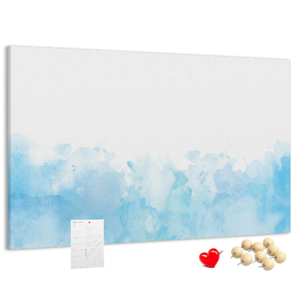 Tableau en liège Délicates vagues bleues à l'aquarelle en arrière-plan