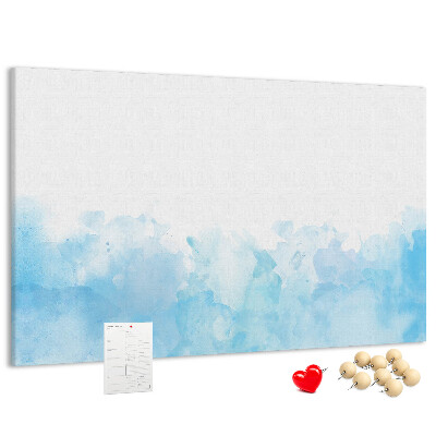 Tableau en liège Délicates vagues bleues à l'aquarelle en arrière-plan