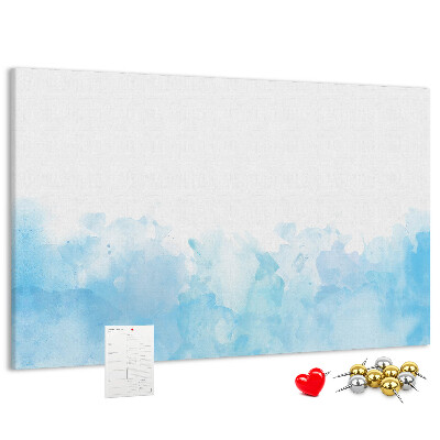 Tableau en liège Délicates vagues bleues à l'aquarelle en arrière-plan
