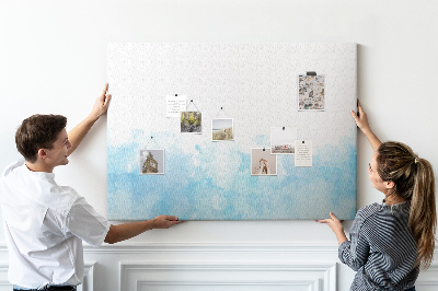 Tableau en liège Délicates vagues bleues à l'aquarelle en arrière-plan