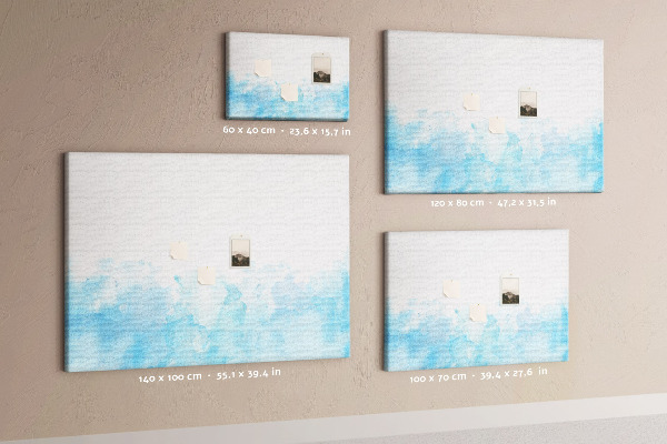 Tableau en liège Délicates vagues bleues à l'aquarelle en arrière-plan