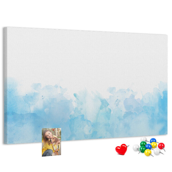 Tableau en liège Délicates vagues bleues à l'aquarelle en arrière-plan