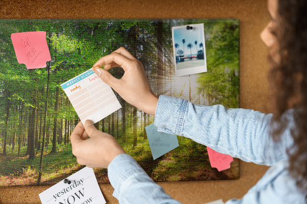 Tableau affichage liège Rayons de soleil dans la forêt verte