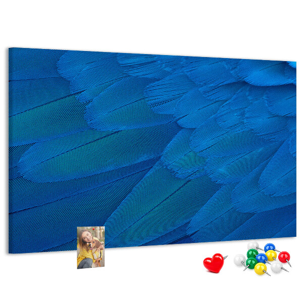 Tableau de liège Plumes bleues aux détails délicats