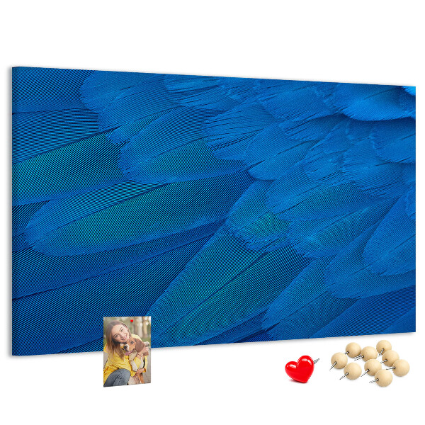 Tableau de liège Plumes bleues aux détails délicats