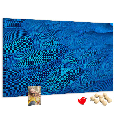 Tableau de liège Plumes bleues aux détails délicats