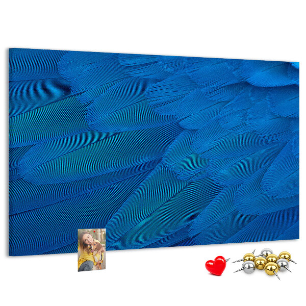 Tableau de liège Plumes bleues aux détails délicats