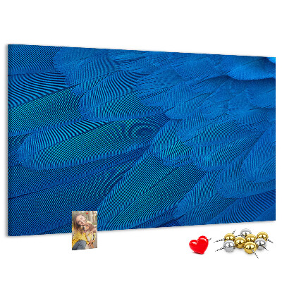 Tableau de liège Plumes bleues aux détails délicats