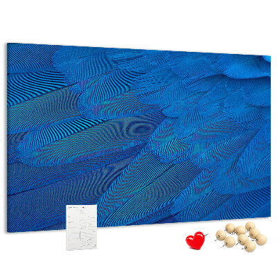 Tableau de liège Plumes bleues aux détails délicats