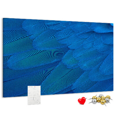 Tableau de liège Plumes bleues aux détails délicats