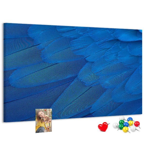 Tableau de liège Plumes bleues aux détails délicats