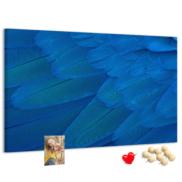 Tableau de liège Plumes bleues aux détails délicats