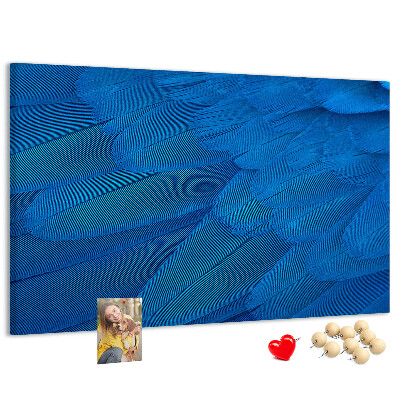 Tableau de liège Plumes bleues aux détails délicats